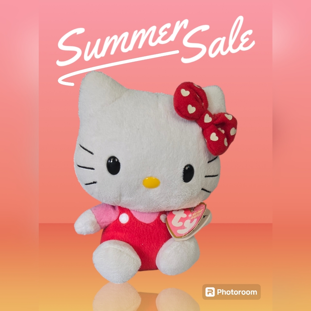 TY Hello Kitty Red Overalls (2009) 6" Plush